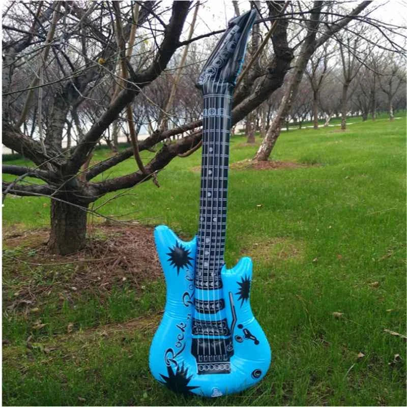 95cm Inflatable Guitar PVC Stage Props Children 's Simulation Inflatable Musical Instrument Explosion Inflatable Toys