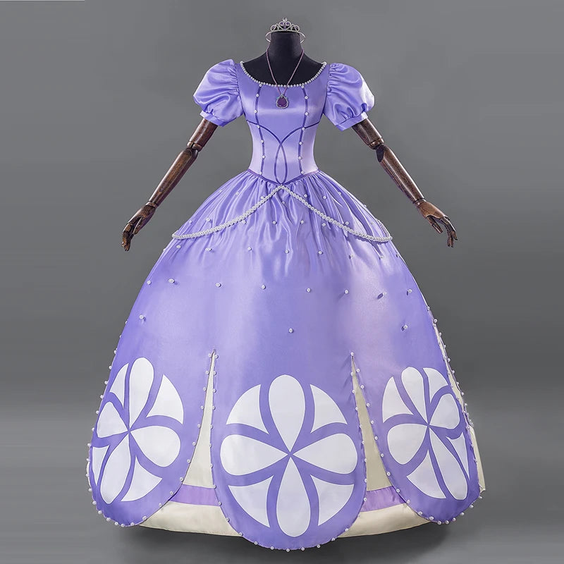 Princess Sofia Costume Set — Layered Dress, Crown & Necklace | Adult & Kids - Big Tim's Magic Emporium