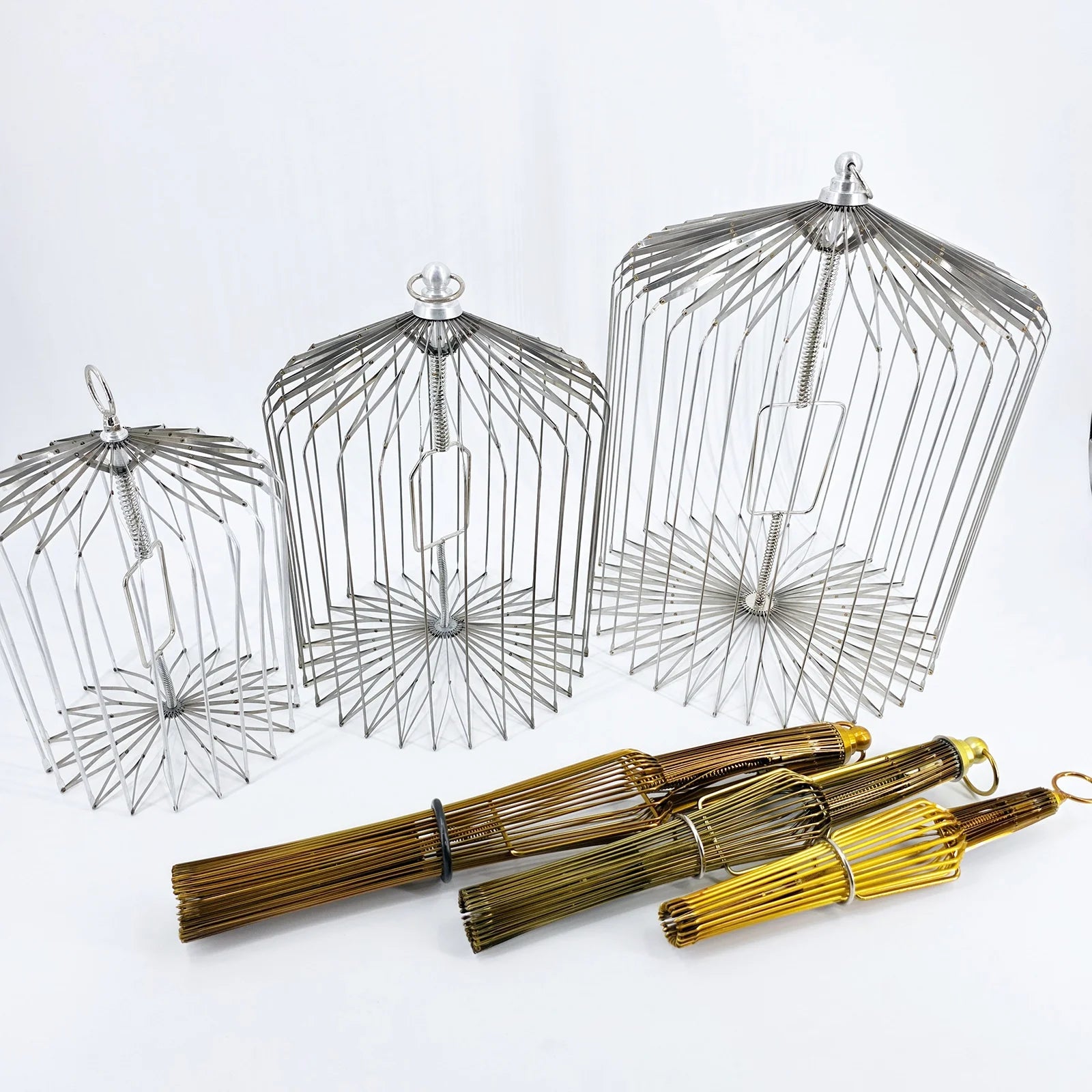 Multi size Silver Steel Appearing Bird Cage Dove Appearing Magic Tricks Illusion Gimmick Prop Accessory Made of Durable Metal
