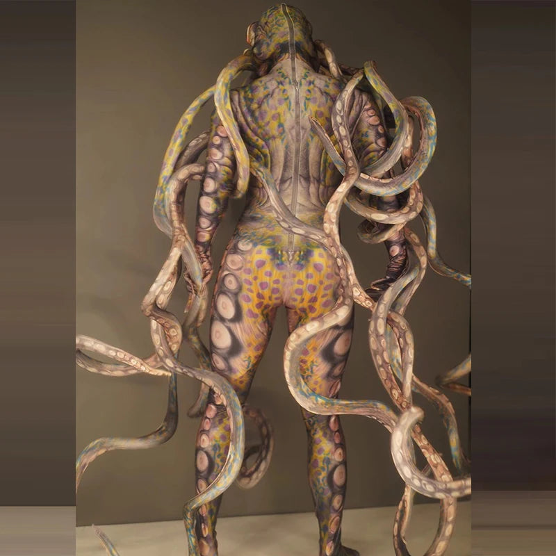 Halloween Cosplay party Show Thriller Alien Octopus Animal print Jumpsuit women man GOGO bar nightclub Stage Performance Costume - Big Tim's Magic Emporium
