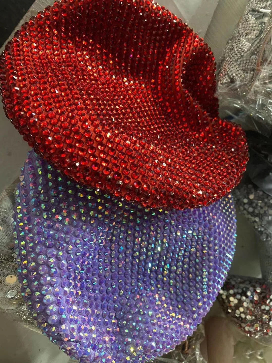 Full Rhinestone Embellished Glamour Beret Hat Stage Accessory