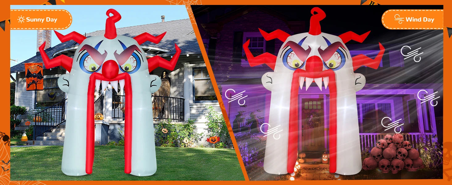 GOOSH 12.8 FT Halloween Inflatables Clown Archway Indoor & Outdoor Party Decor Built-in LEDs for Garden Lawn Yard Decorations