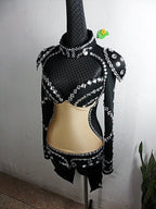Rhinestone Swallowtail Showgirl Bodysuit – Tuxedo Tails Stage Performance Costume