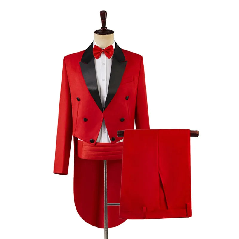 2026 New lb Tailcoat Classic Modern White and Black Basic Style Mens Suit with Tailcoat Singer Magician Stage Jacket Outfits