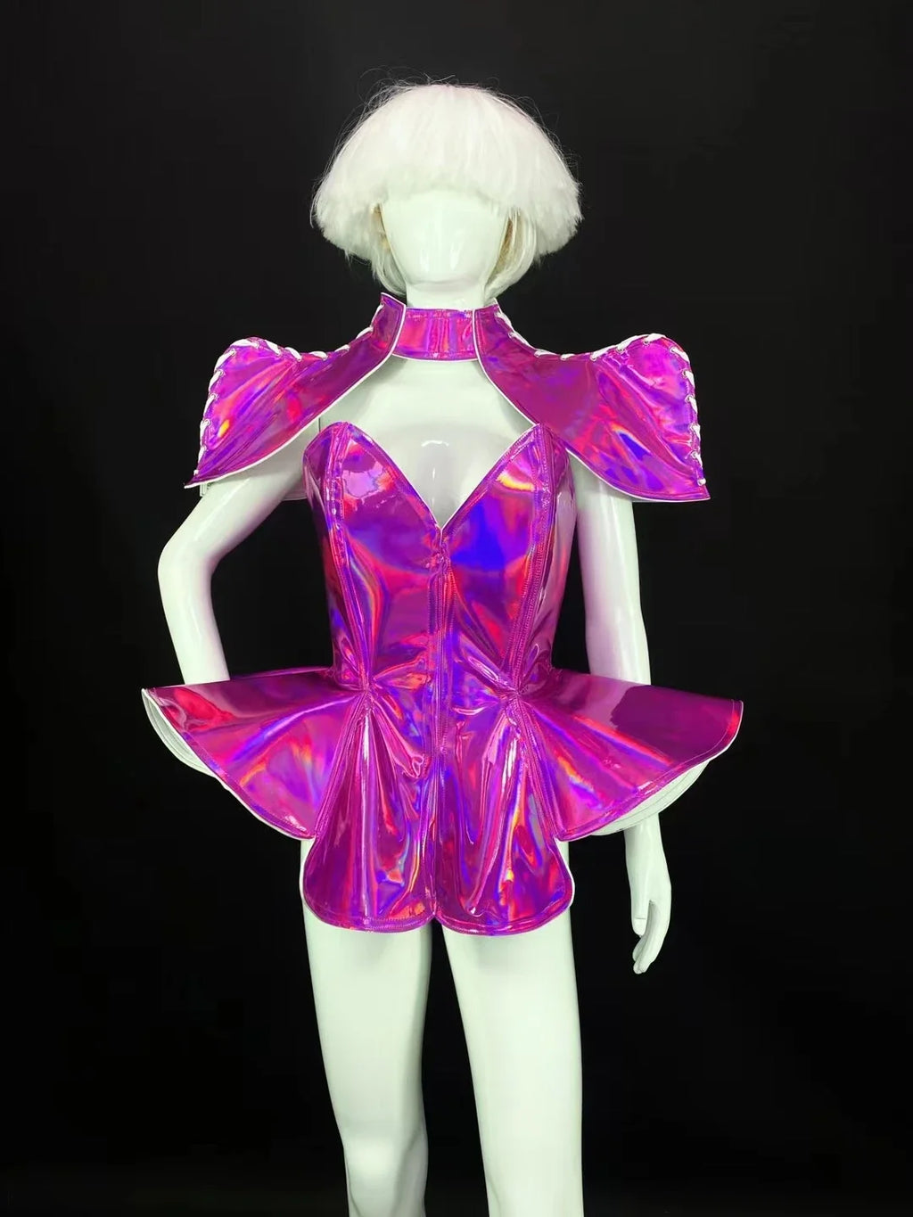 Laser Stage Costume Nightclub DJ Singer Future Technology Performance Clothes Leather Irregular Bodysuit Dress Show Rave Outfits
