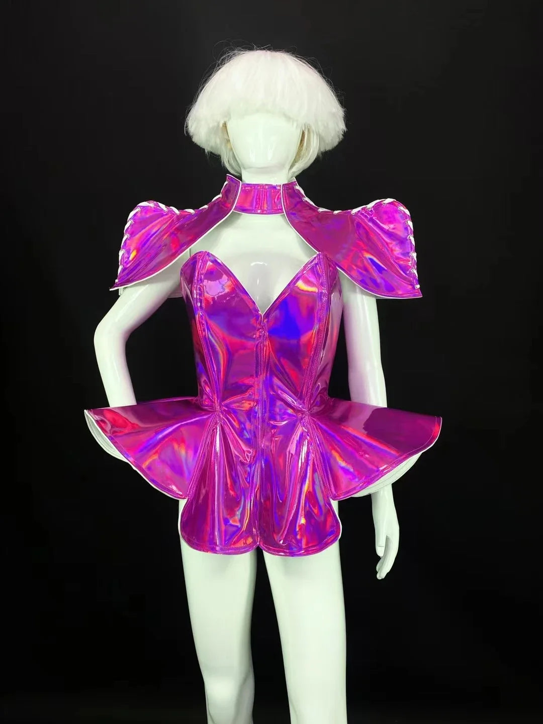 Laser Stage Costume Nightclub DJ Singer Future Technology Performance Clothes Leather Irregular Bodysuit Dress Show Rave Outfits