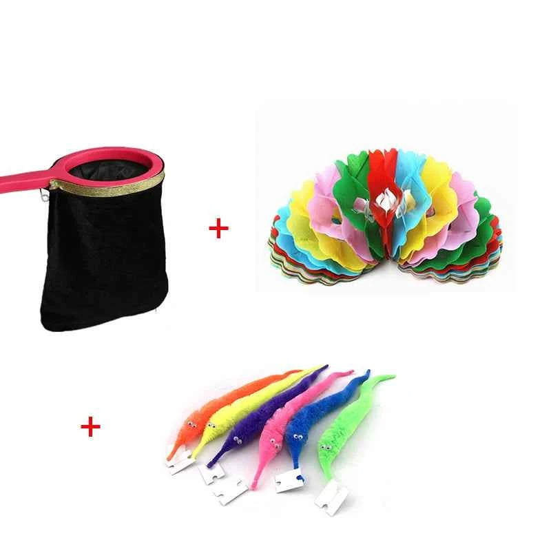 Funny Beginners Magical Props Sets Twisty Magic Worm Change Bag Pull Flower Make Things Appear Disappear Trick Toys for Children - Big Tim's Magic Emporium