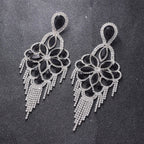 Sparkly Glass Crystal Statement Drop Earrings Stage Performance Jewelry