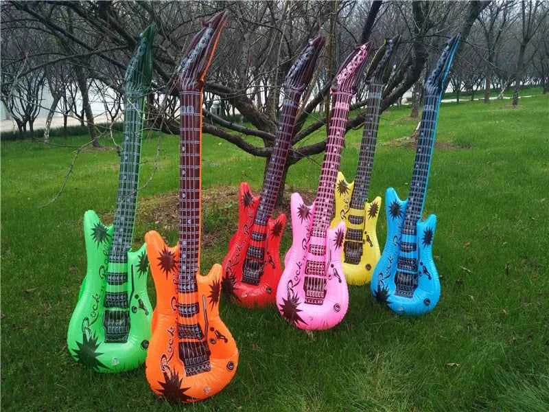 95cm Inflatable Guitar PVC Stage Props Children 's Simulation Inflatable Musical Instrument Explosion Inflatable Toys