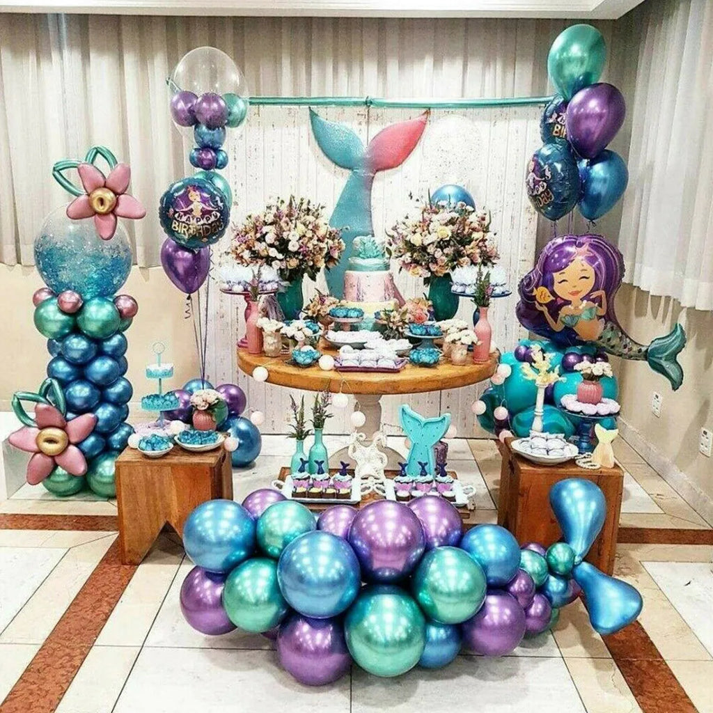 50Pcs Balloons Metallic Thick Chrome Shiny Latex Happy Birthday Wedding Party Toy Decor
