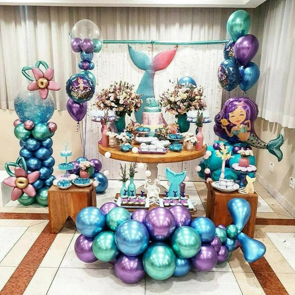 50Pcs Balloons Metallic Thick Chrome Shiny Latex Happy Birthday Wedding Party Toy Decor