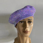 Full Rhinestone Embellished Glamour Beret Hat Stage Accessory