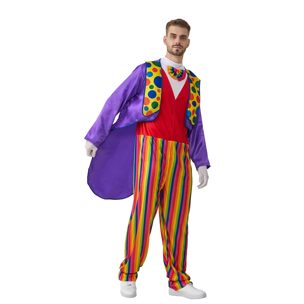 Men Carnival Party Cosplay Clown Suit Fancy Adult Clown Costume