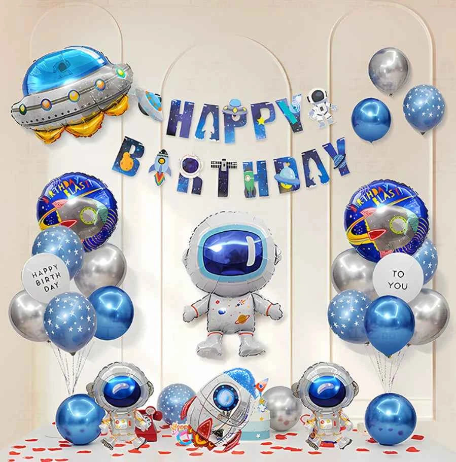 Outer Space Theme Party Decorations — Spaceship Balloon Set for Kids
