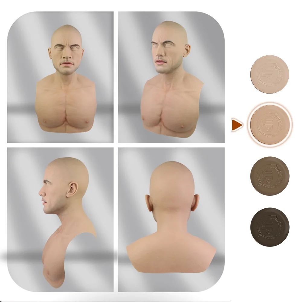 Halloween Party Disguise Headgear Full Silicone Head Mask Male Actor for Filming Movie Props Masquerade Ball Cosplay