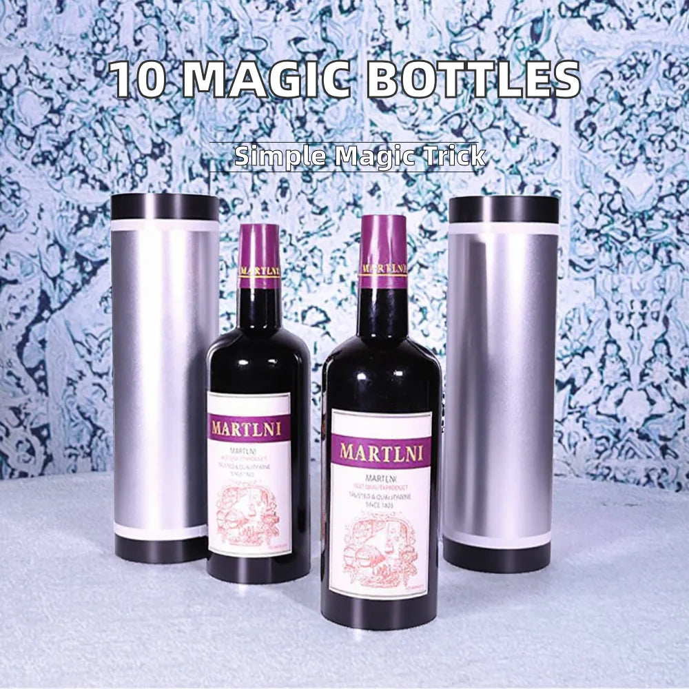 Ten-Piece Metal Magic Tricks Stage Illusions Gimmick Props Multiplying Moving Increasing Bottles for Professional Magicians