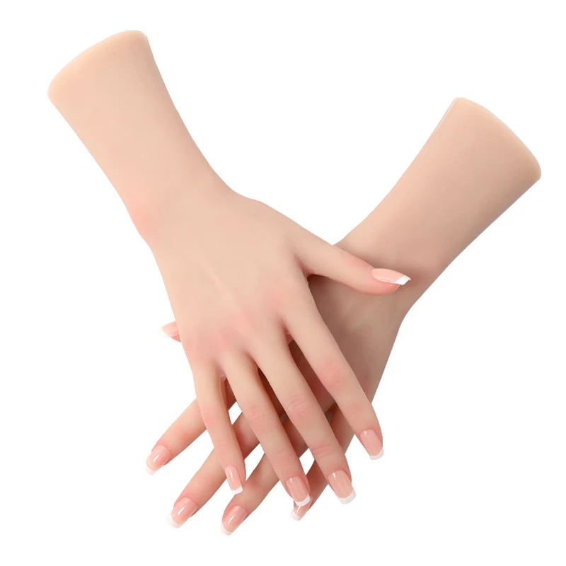 Quality Realistic Female Silicone Hand Model for Nail Art Practice Manicure Training Jewelry Display Watch Display Soft Hand