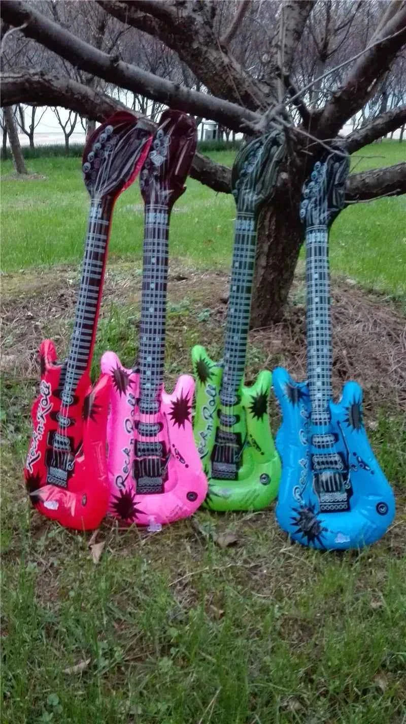 95cm Inflatable Guitar PVC Stage Props Children 's Simulation Inflatable Musical Instrument Explosion Inflatable Toys
