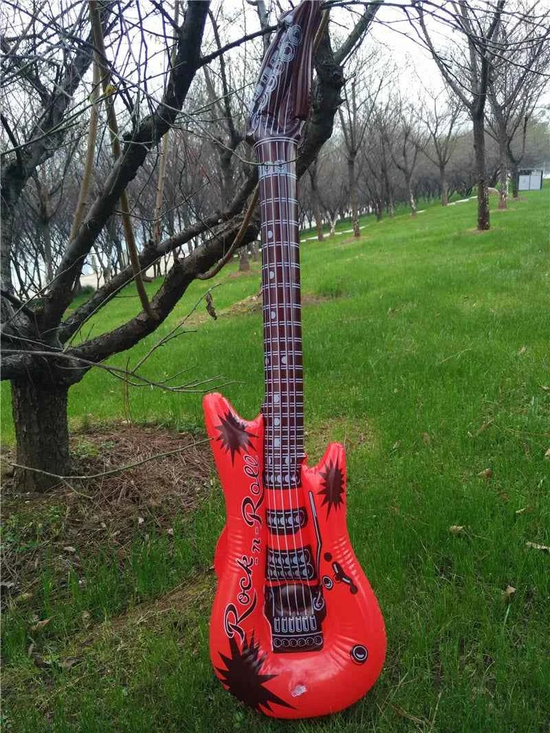 95cm Inflatable Guitar PVC Stage Props Children 's Simulation Inflatable Musical Instrument Explosion Inflatable Toys