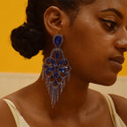 Sparkly Glass Crystal Statement Drop Earrings Stage Performance Jewelry