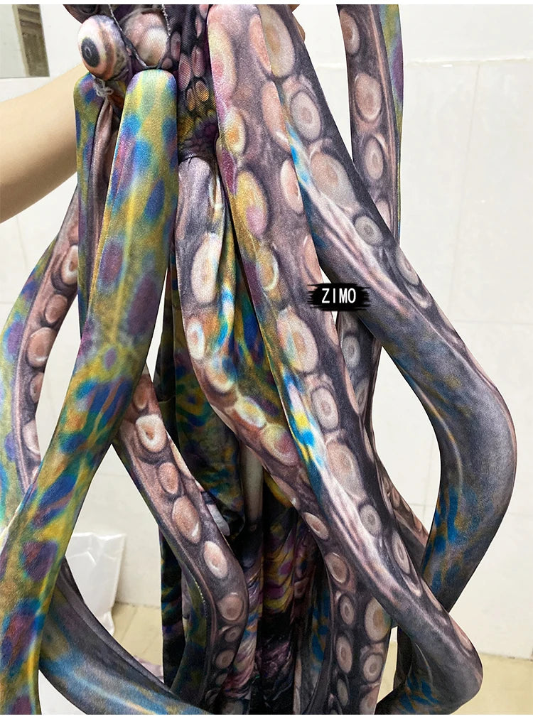 Halloween Cosplay party Show Thriller Alien Octopus Animal print Jumpsuit women man GOGO bar nightclub Stage Performance Costume - Big Tim's Magic Emporium