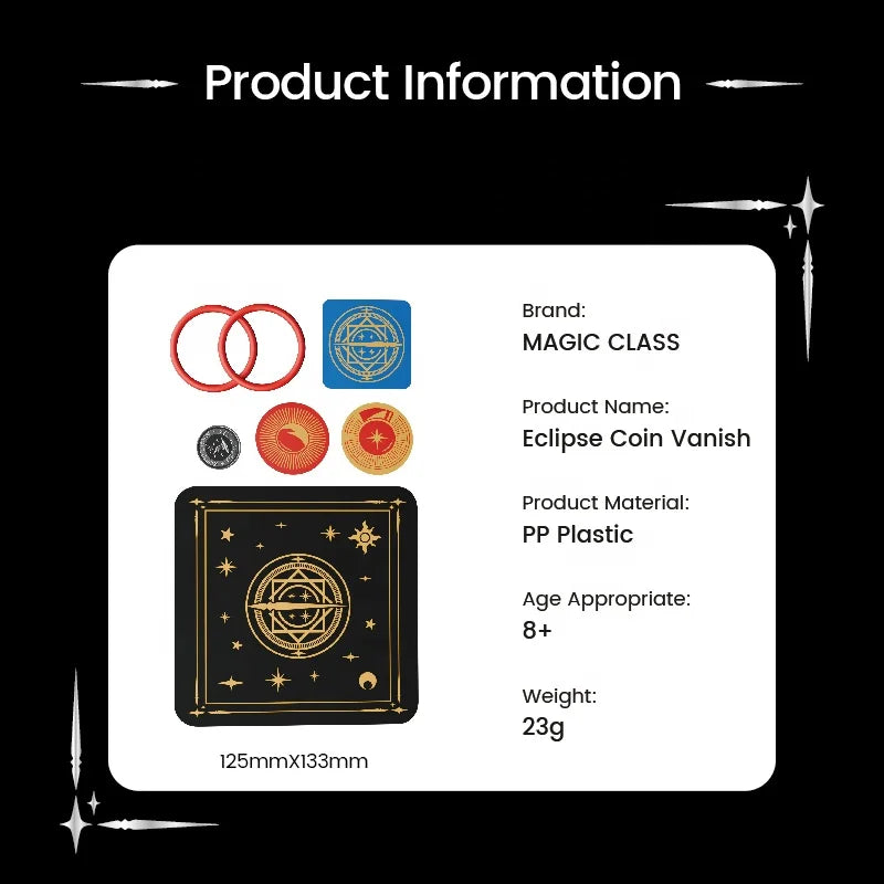 Magic Class Eclipse Coin Vanish Party Show Tricks for  Beginners Magic Gift on Festivals Make the Coin Disappear Instantly