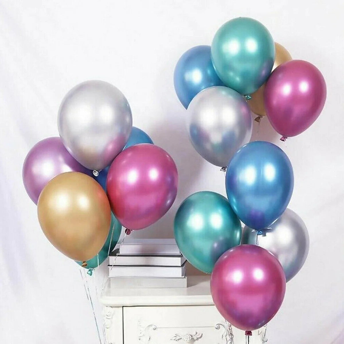50Pcs Balloons Metallic Thick Chrome Shiny Latex Happy Birthday Wedding Party Toy Decor