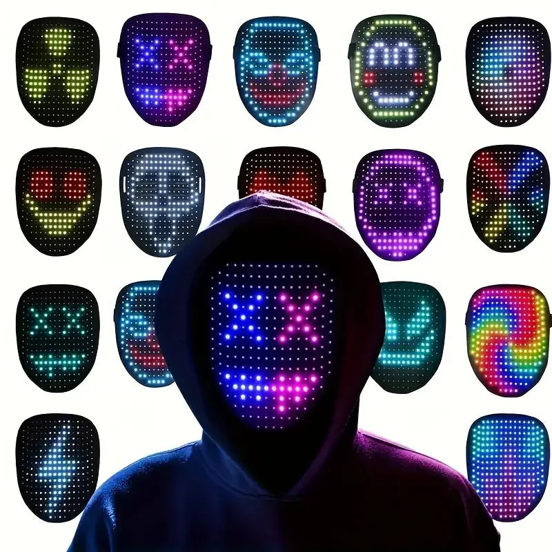 Shining Funny Custom DIY Face Mask Halloween Party LED Light Face Mask - Big Tim's Magic Emporium