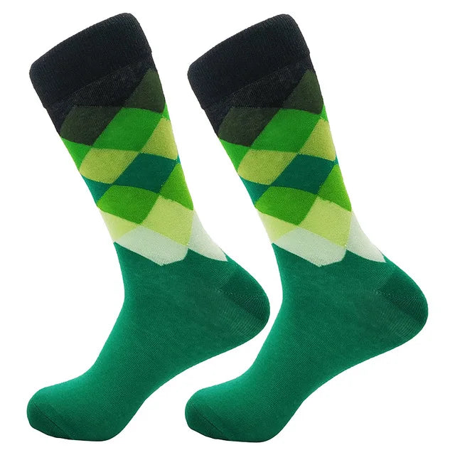 Men's Funny Socks Fine Paragraph Diamond Pattern Argyle Three-dimensional Tube Geometric Funny Large Size Combed Cotton - Big Tim's Magic Emporium