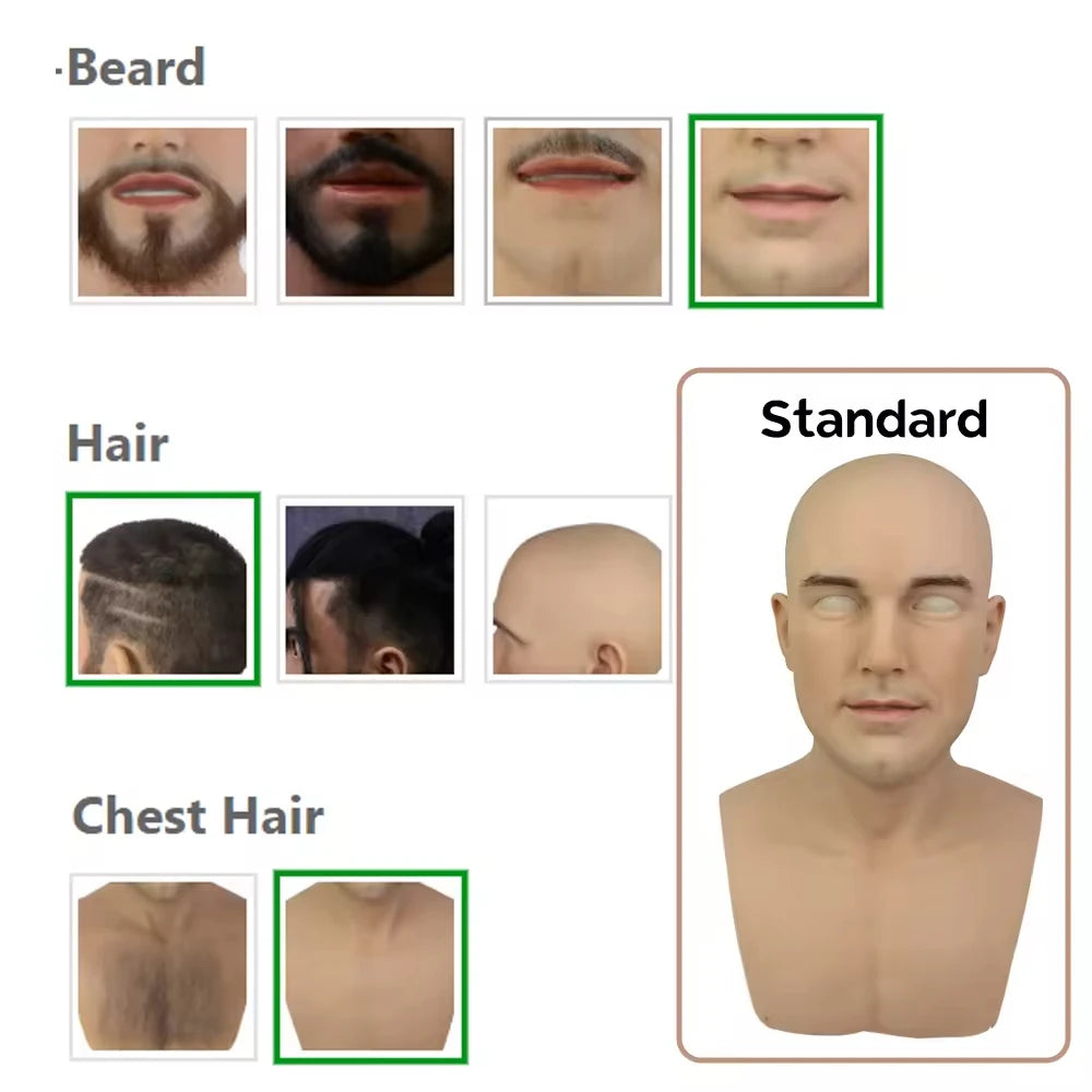 Urchoice  Customized Head Cover Make-up Silicone Male Mask for Crossdresser Cosplay Costume Drag Queen Party