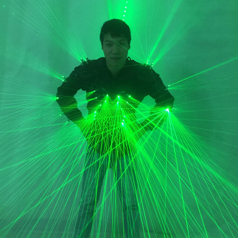 Unisex Green Laser Waistcoat LED Clothes 532nm Laser Performer Suits Nightclub Dancerwear Sets Party Performer Wear