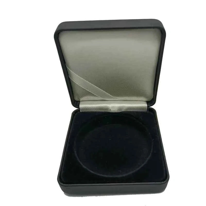Leather Mmetal Box Coin Display Case , Black coin Storage Box , Display and protective coins