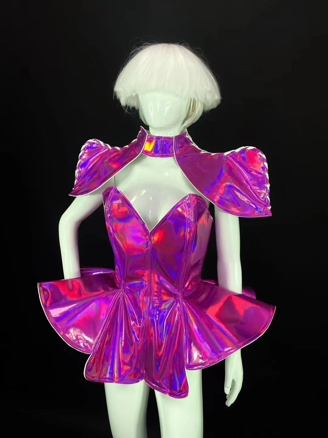 Laser Stage Costume Nightclub DJ Singer Future Technology Performance Clothes Leather Irregular Bodysuit Dress Show Rave Outfits