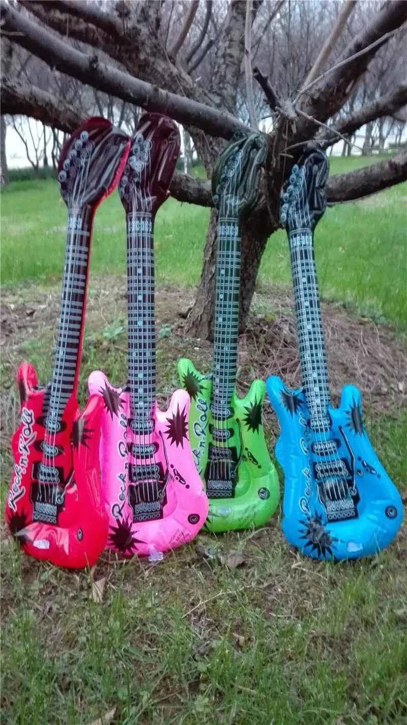 95cm Inflatable Guitar PVC Stage Props Children 's Simulation Inflatable Musical Instrument Explosion Inflatable Toys