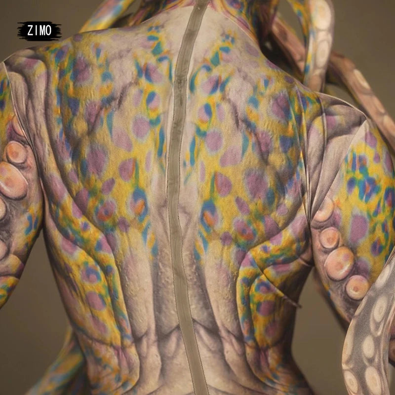 Halloween Cosplay party Show Thriller Alien Octopus Animal print Jumpsuit women man GOGO bar nightclub Stage Performance Costume