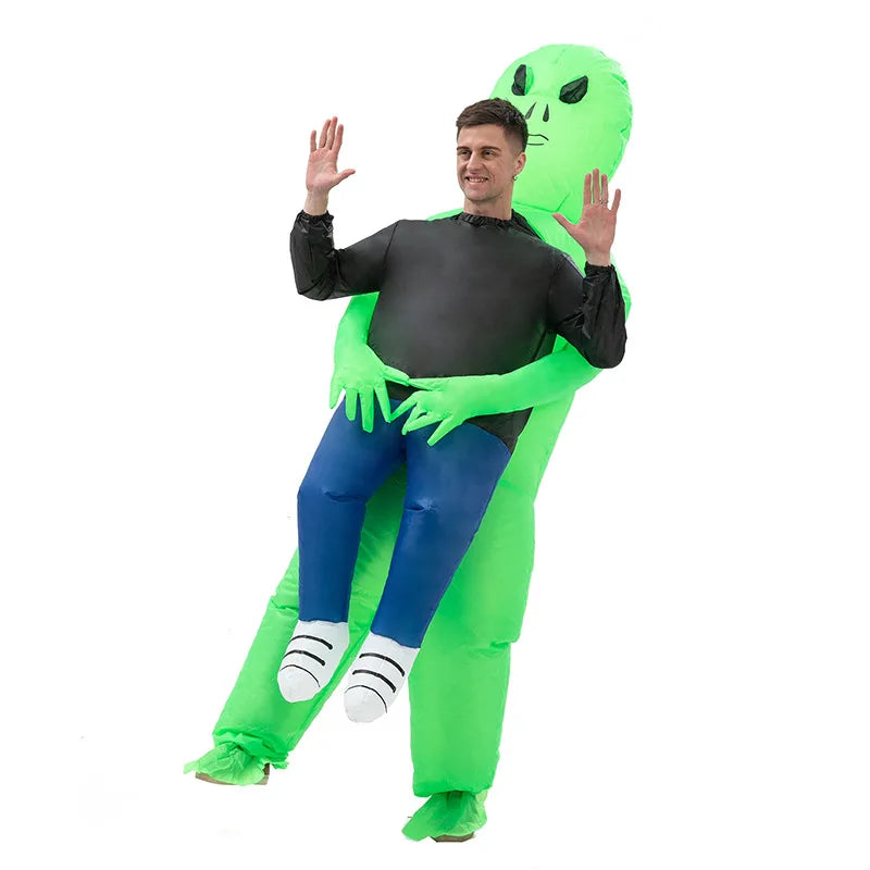Alien Costume for Adult Children Halloween Costume Inflatable Suit Funny Party Blow up Ghost Hug Me Green Carton 100% Polyester - Big Tim's Magic Emporium