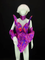 Laser Stage Costume Nightclub DJ Singer Future Technology Performance Clothes Leather Irregular Bodysuit Dress Show Rave Outfits