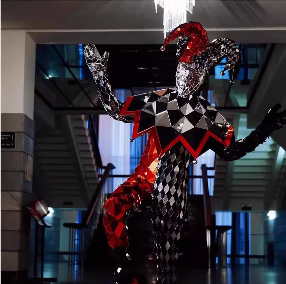 Mirror Jester Clown Costume, Full Body Reflective Acrylic Mirror Suit for Stage Performance, Nightclub Party & Masquerade Events - Big Tim's Magic Emporium
