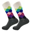 Men's Funny Socks Fine Paragraph Diamond Pattern Argyle Three-dimensional Tube Geometric Funny Large Size Combed Cotton