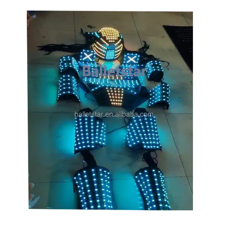 Light up Adult Costumes Performer Show Dance El Wire Led Robot Tron Laser Costume