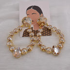 Sparkly Glass Crystal Oval Statement Drop Earrings Drag Queen Stage Jewelry