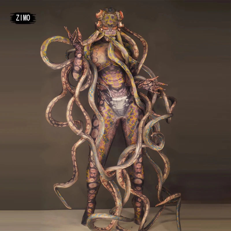 women cosplay Halloween horror thriller alien serpentine lifelike jumpsuit man stage performance bar concert dancer costume rave - Big Tim's Magic Emporium