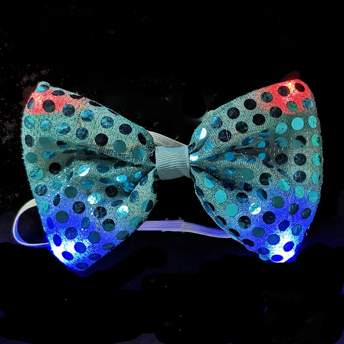 Sequin Led Bowtie Performer Event Led Light up Flashing Bowtie Fancy Light for Party