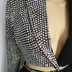 Sparkly Rhinestones Blazers Shorts Sexy 2 Pieces Set DJ Women Singer Nightclub Bar Concert Dance Costume Party Show Rave Outfit