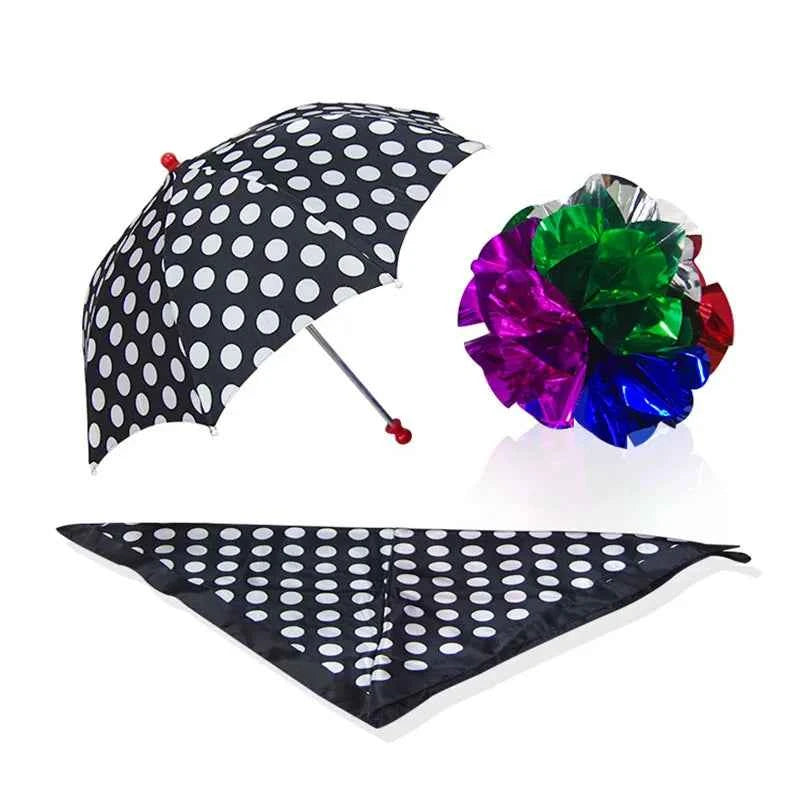 Polka Dot Silk & Umbrella Sets Magic Tricks Magician Stage Illusion Gimmick Mentalism Scarve Appear Umbrella Flower Ball Magia - Big Tim's Magic Emporium