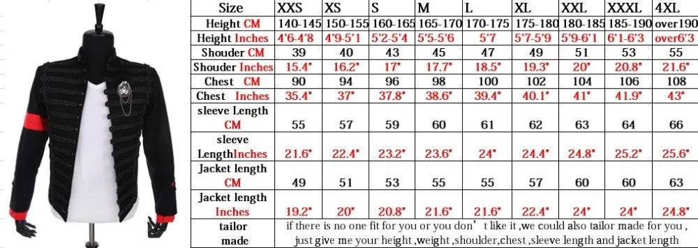 Cosplay for MICHAEL JACKSON Costumes Military Jacket for Retro Style Handmade Halloween Christmas Xmas - Big Tim's Magic Emporium