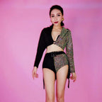 Sparkly Rhinestones Blazers Shorts Sexy 2 Pieces Set DJ Women Singer Nightclub Bar Concert Dance Costume Party Show Rave Outfit