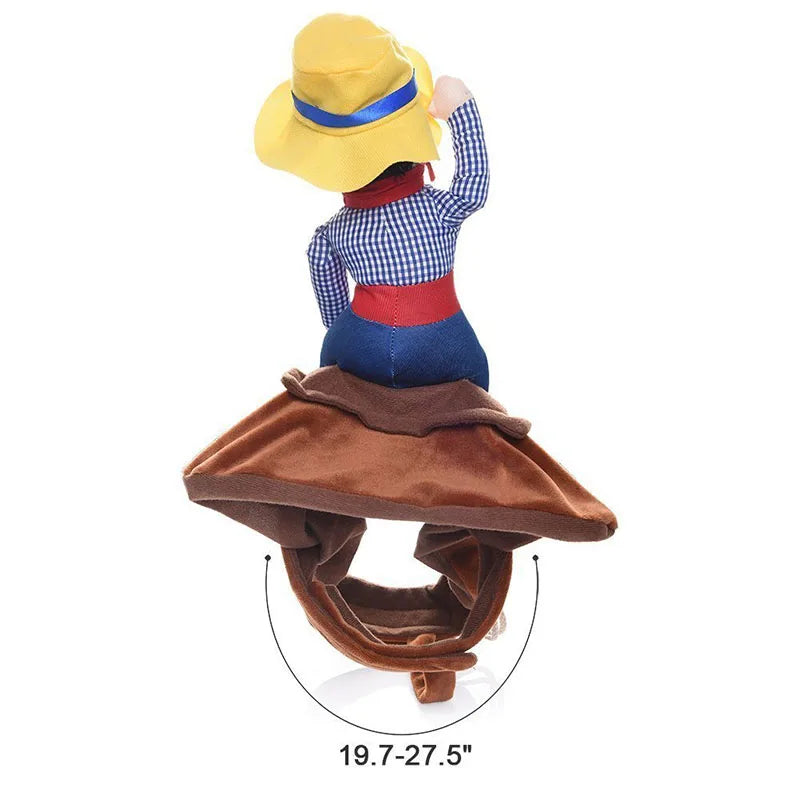 Funny Pet Cat Dog Costumes Dog Apparel Clothes For Christmas Cosplay Western Cowboy Riding Costumes Jacket Cloak Dog Accessories