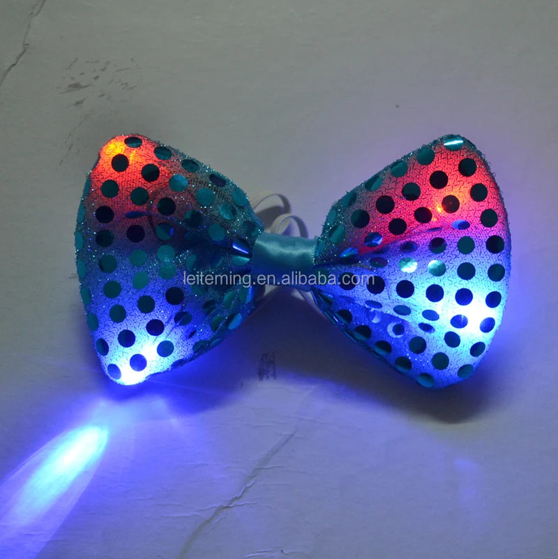 Sequin Led Bowtie Performer Event Led Light up Flashing Bowtie Fancy Light for Party