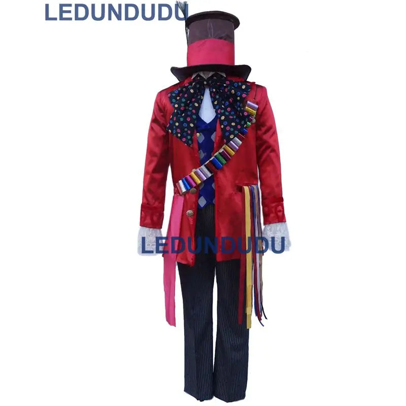 Movie Alice Mad Hatter Cosplay Costume Men Cos Uniform Hat Full Set for Halloween Carnival Party Cosplay Clothes - Big Tim's Magic Emporium